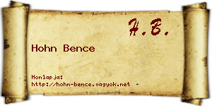 Hohn Bence névjegykártya
